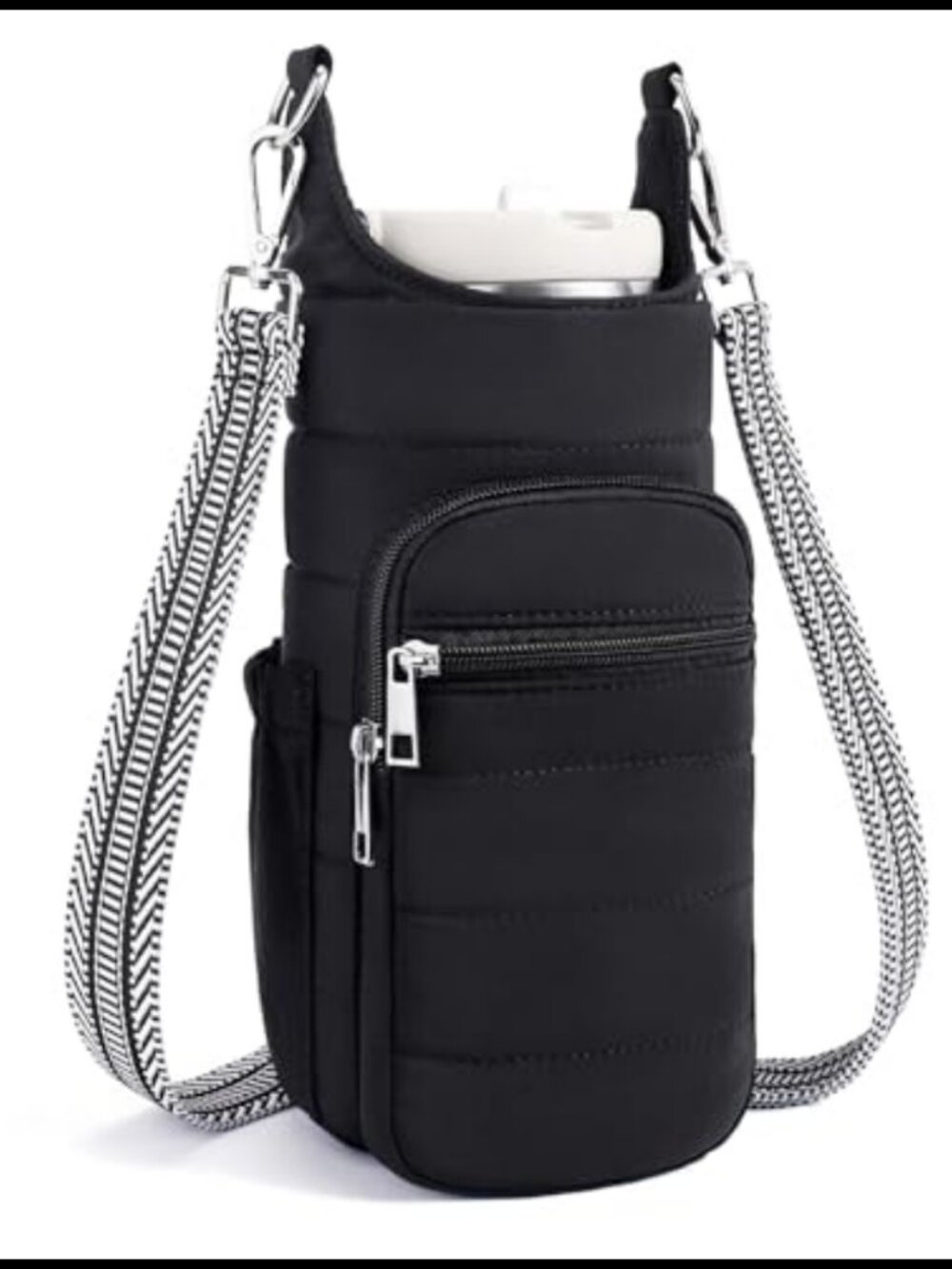 Water Bottle Bag 40 oz Insulated Crossbody Carrier Purse Adjustable Strap RFID